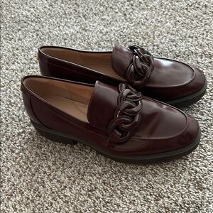 Cole Haan Geneva Chain Loafer Women’s Burgandy Leather W29619 NWOB